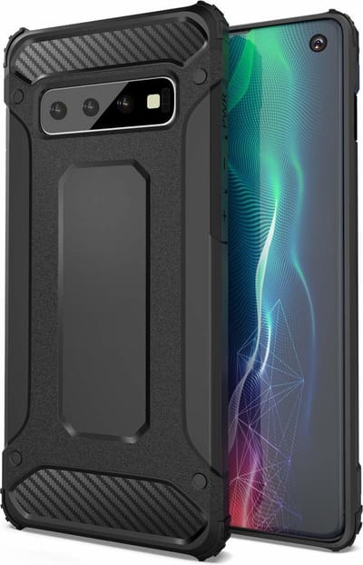 Ntech Hoesje Geschikt Voor Samsung Galaxy S10+ Hybrid Armor Hoesje - Zwart
