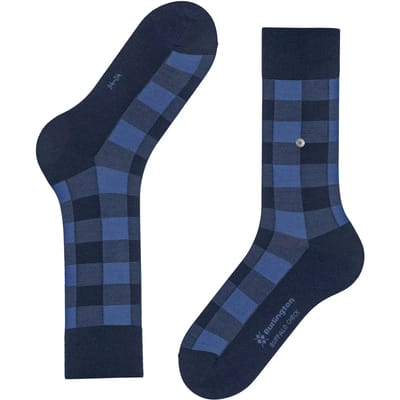 Burlington Buffalo Check gedessineerd wol sokken heren blauw - maat 40-46