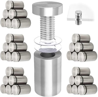 Dailygoods- Glas Spacer 30 Stuks - Roestvrij Staal - 12x20mm - Bevestigingsschroeven - Voor Glas/Acryl - Sterke Belastbaarheid - Spacers