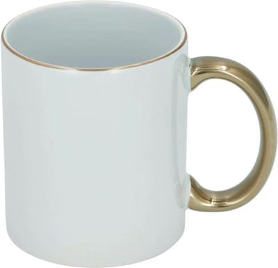 Koffiemok - wit/goud - keramiek - 300 ml - luxe drinkbeker