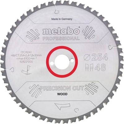 Metabo 628221000 Hardmetalen cirkelzaagbladen power cut HW/CT 254x30 48 WZ