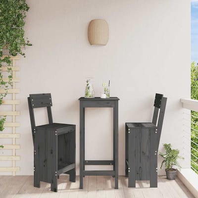 vidaXL - Barkrukken - 2 - st - 40x48,5x115,5 - cm - massief - grenenhout - grijs