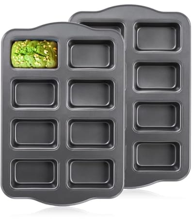 2 Pack Mini Bread Pan - 8 Cavities Non-Stick Baking Pan