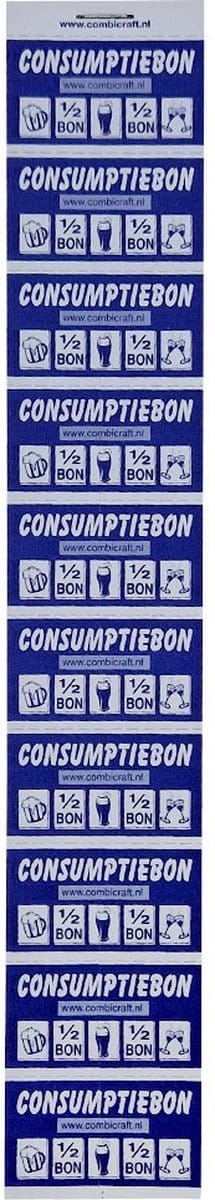 CombiCraft Halve consumptiebon op strip blauw (50x28 mm) - per 5000 bonnen