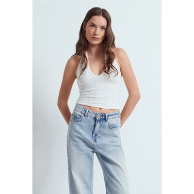 Dames Kant Halters Crop Blouse