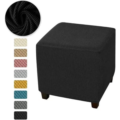1 STuks Vierkante Poefhoes Elastische All-inclusive Voetenbankhoes Anti-vuil Jacquard Voetenbankhoes Beschermer voor Woonkamer
