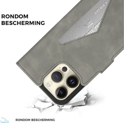 Mobiparts Classic Wallet hoesje geschikt voor Apple iPhone 14 Pro Max met 2 Screenprotectors van Gehard Glas - Grijs