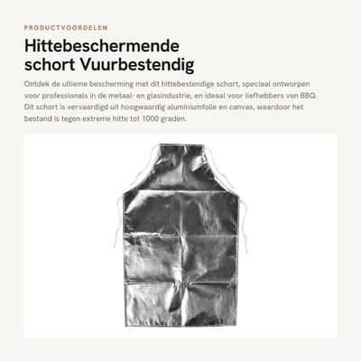 Dailygoods- Hittebeschermende Schort 1000 Graden - Aluminiumfolie/Canvas - Vuurbestendig - BBQ/Metaalindustrie - Warmte-isolatie - Geen geur - Veiligheidsjas
