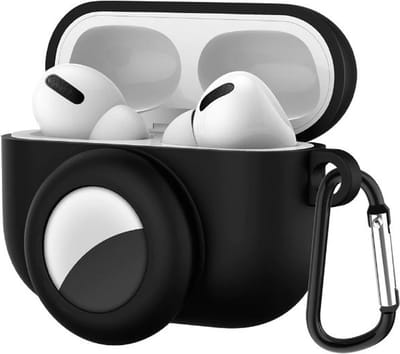 Siliconen beschermhoesje - geschikt voor airpods pro en airtag - 2 in 1 - zwart