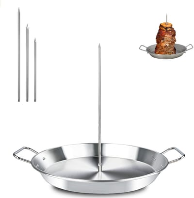 4-delige set– Verticale barbecuegrill – Griekse barbecuegrill – Ovenrooster – Roestvrij staal – Spiesjes – Voor het grillen van burritospiesjes en Braziliaanse kipspiesjes (inclusief spiesjes van 20 cm, 25 cm en 30 cm)