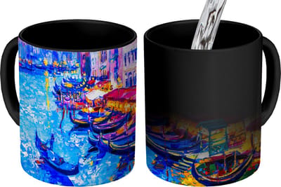 Magische Mok - Foto op Warmte Mokken - Koffiemok - Schilderij - Italië - Boot - Water - Architectuur - Magic Mok - Beker - 350 ML - Theemok