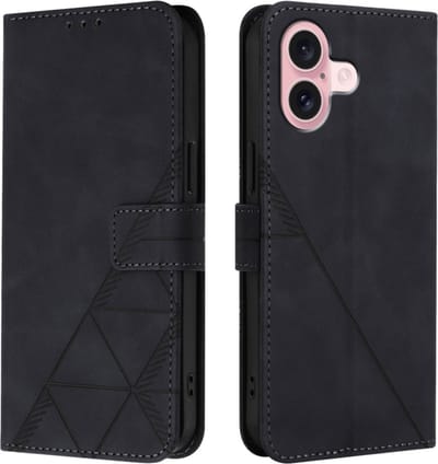 Hoes - Etui - Tas geschikt voor iPhone 16 - Met Schouder - Draagkoord - Zwart