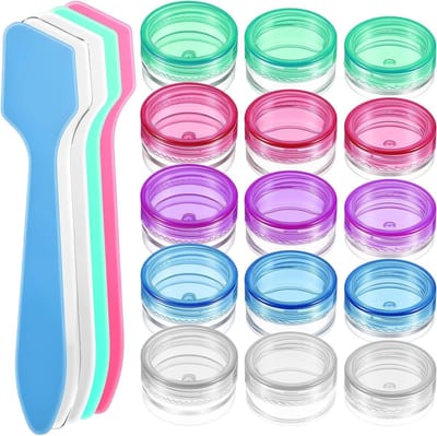 Ronde heldere cosmetische samplecontainers met deksel - 15 stuks mini reisjars voor make-up, lotion en crème, inclusief mini spatels voor eenvoudig vullen