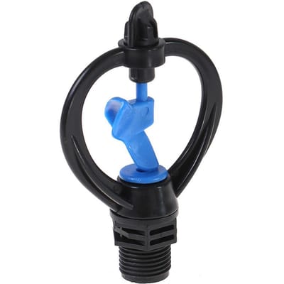 Buse en forme de papillon à impulseur 4 points, Turbine bleue Rotation automatique à 360 degrés, Arroseur brumisateur automatique pour l'agriculture et le jardin