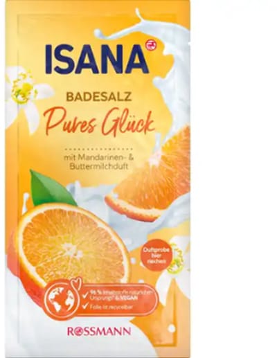 Badzout - Puur Geluk - Zomers Badzout - Isana | 1x 80g - Karnemelk & Mandarijn - Splitijs | Vegan - Natuurlijk Zeezout