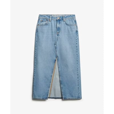Superdry - Denim maxirok met split - Dames - Rokken