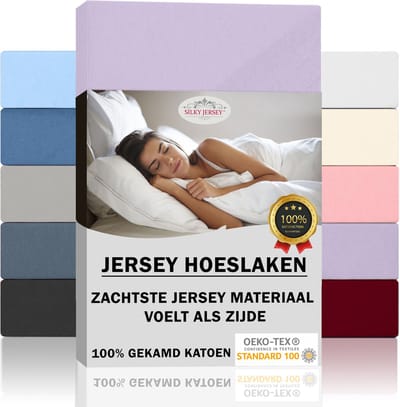 Silky Jersey  Zijdezachte Jersey Hoeslaken Strijkvrij 100% Gekamd Katoen - 100x200+30 cm  Lavender
