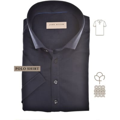John Miller Polo Short Sleeve Button-Down Solid Color Jersey  Donker Blauw / male