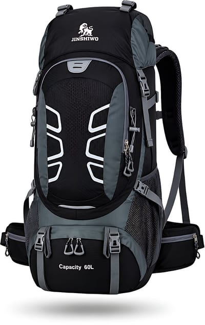 CarryQuest® 60L Bergbeklimmen Rugzak - Weerbestendige Nylon Hiking Backpack met Rugventilatie, Heupband & Meerdere Compartimenten - Zwart