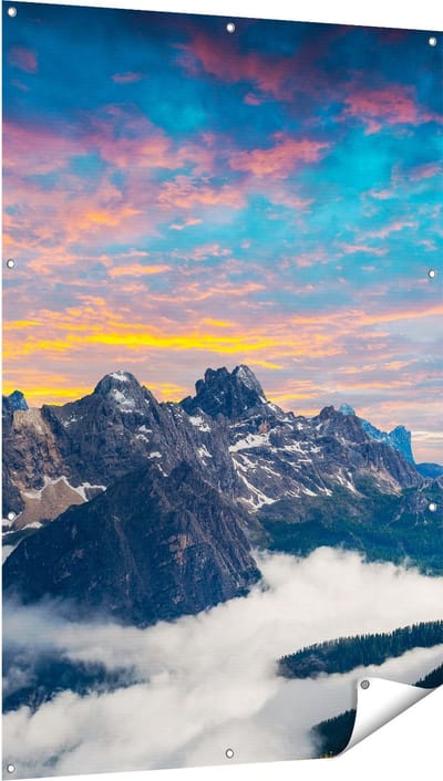 Gards Tuinposter Bergen Landschap met Wolken in Itali� - 100x150 cm - Tuindoek - Tuindecoratie - Wanddecoratie buiten - Tuinschilderij