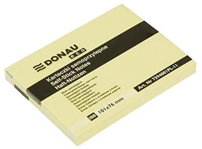 Eco zelfklevende notities geel 101x76mm - 100 vellen voor kantoor en school