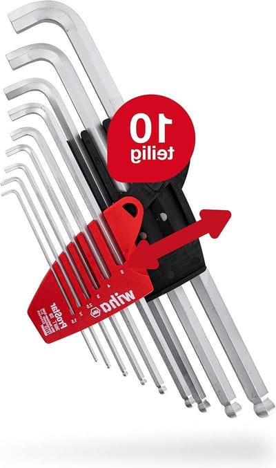 Llaves Allen en soporte ProStar - cabezal esférico - brazo corto - cromado mate - 10 unidades