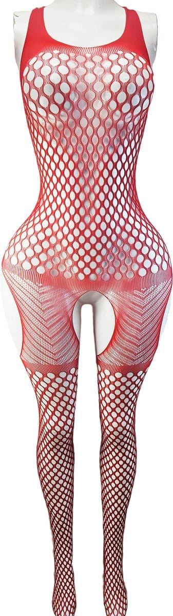 BamBella ® - Panty pak -Onesize - body suit - Dames - Onesize - Erotische jumpsuit van kant lingerie rood