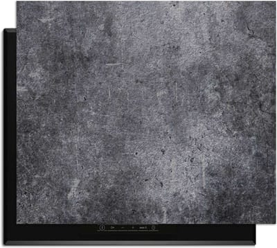KitchenArt - Midnight Concrete – Inductie Beschermer - 65x52 cm - Kookplaat Beschermer - Luxe Afdekplaat Inductieplaat - Anti-slip & Oprolbaar - Beschermmat Inductiekookplaat