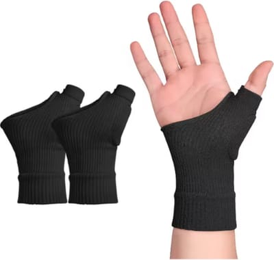 Duim Compressiehandschoenen - Brace - Ondersteuning bij Artritis, RSI, Pijnverlichting en Herstel - Comfortabel en Ademend - Ideaal voor Dagelijks Gebruik - One Size - Zwart