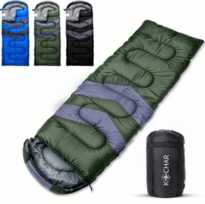 Kochar Slaapzak 2kg - 4 seizoenen - Slaapzakken voor Volwassenen en Kinderen - Met compressie draagtas - Ideaal voor Kamperen & Outdoor survival - Groen