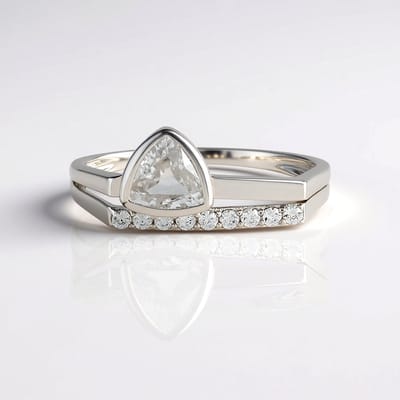 Cavill - Elegante Ring 925 Sterling Zilver met Platina Laag - 0,93 ct Triljant Cambodjaanse Zirkoon & 0,385 ct Zirkonia - Tijdloos Design