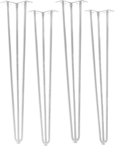 SOTECH 4 stuks Haarspeldpoten Industrial Look mild staal look wit 710 mm 3 stokjes Haarspeldpoten Tafelpoten voor eettafels en barkrukken Steunpoot