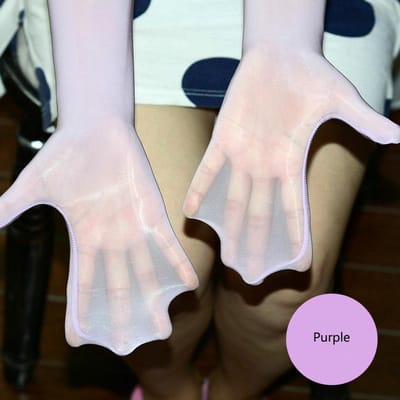Gants longs sexy brillants fins transparents bas sans couture haute élasticité unis femmes hommes articles érotiques dentelle huile moufles One Size gray