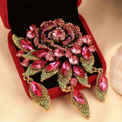 Barokke Luxe Zware Kwaliteit Bloemen Kwast Ontwerp Dames Broche Spelden Sieraden Accessoires Bruiloft Vakantie Feest Koppel Verrassingscadeau brown
