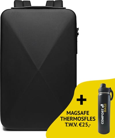 Bange Rugtas - 14 inch - Laptop Rugzak - incl. magsafe Thermosfles - Krasbestendig - Waterafstotend - Zwart