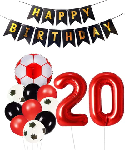 Cijfer Ballon 20 | Snoes Champions Voetbal Plus - Ballonnen Pakket | Rood en Zwart