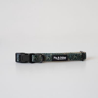 Pip & Palms - Honden Halsband Fancy Flora - Groen - Maat XS (22–30 cm) - 1,5cm breed - Comfortabel & Stijlvol - Hondenhalsband - voor Kleine honden