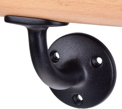 Zwarte Aluminium Leuninghouder voor Ronde Houten Trapleuningen