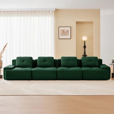 4-Zits Bank 204x104x69 cm Modulaire Sofa - greon Cloud Bank Zonder Montage - Lage Lounge Zitbank met Diepe Zitting Corduroy - Vermissen