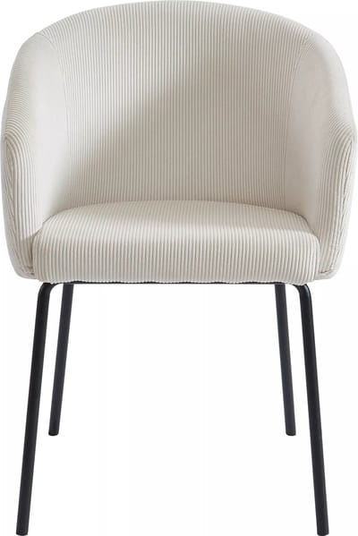 Vente-unique Set van 2 stoelen met armleuningen van ribfluweel en metaal - Crèmewit - MORONI van Pascal MORABITO