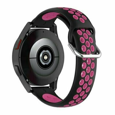 By Qubix - 22mm - Siliconen sportbandje met gesp - Zwart + roze - geschikt voor Huawei Watch 3 / 4 / 5 (pro) - 46mm & geschikt voor Huawei Watch GT / GT 2 / GT 3 (pro) / GT 4 (pro) / GT 5 (pro) / GT 6 (pro) 46mm / Ultimate / Ultimate