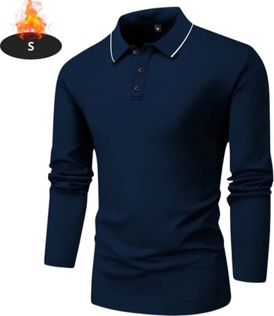 Livano Poloshirt Heren - T-Shirt Heren - Shirt - Overhemd - Polo Shirt Lange Mouwen - Marineblauw - S
