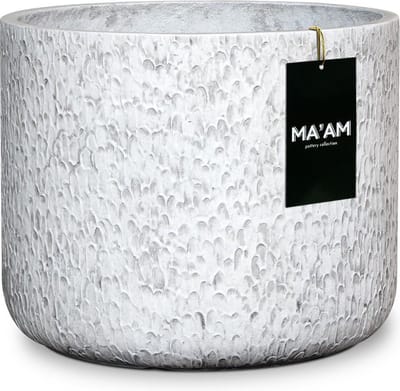 MA'AM Pottery Eden bloempot - D32x26 - Wit - Industrieel Stoere cilinder Plantenpot | Modern/botanisch | binnen/buiten
