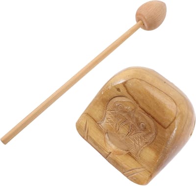 Houten Percussie Instrument - Klopper Vis - Muziek Educatie - Handgemaakt Ontwerp - 10 x 10 x 7 cm