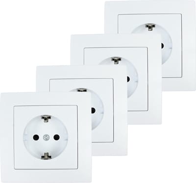Benson Stopcontact RA - 4x - wit - inbouw - kunststof - 8 x 8 cm