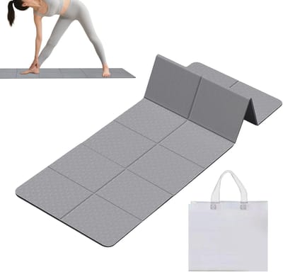 Draagbare Trainingsmat - Opvouwbare Yogamat - Thuis Workout - Antislip Ontwerp - 6 mm Dik - Grijs