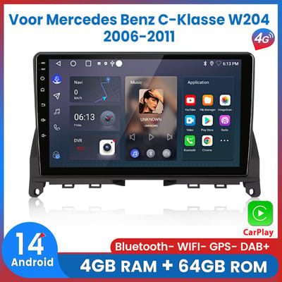 Awesafe Autoradio - 4GB & 64GB 8-Kern V1PRO - Geschikt Voor Mercedes Benz C-Klasse W204 2006 t/m 2011 - Carplay & Android auto - Met navigatie GPS - Radio scherm - 2006 2007 2008 2009 2010 2011