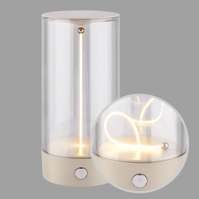 B.K.Licht Wiggle - Oplaadbare Tafellamp - met magnetische lichtdraad - dimbaar en pulserend - warm wit licht - voor binnen en buiten - beige - Ø7 x 14,5 cm