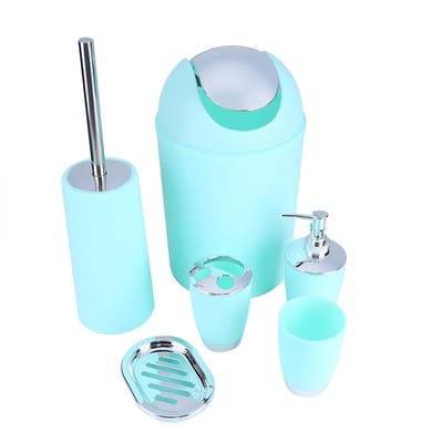 Dailygoods- Badkameraccessoireset 6-delig - Beker - Tandenborstelhouder - Zeephouder - Handdesinfectiefles - Vuilnisbak - Badkameraccessoires