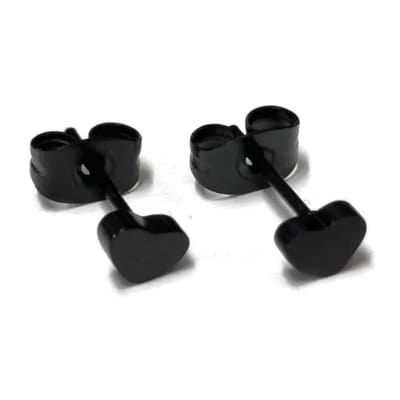 Aramat Jewels | Oorbellen | Stoere Zwarte Stalen Oorbellen hartje | 5mm | | | Staal | Kinderen, Volwassenen | Verkleurd niet